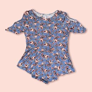 Womens Peplum Cold Shoulder Top 1X